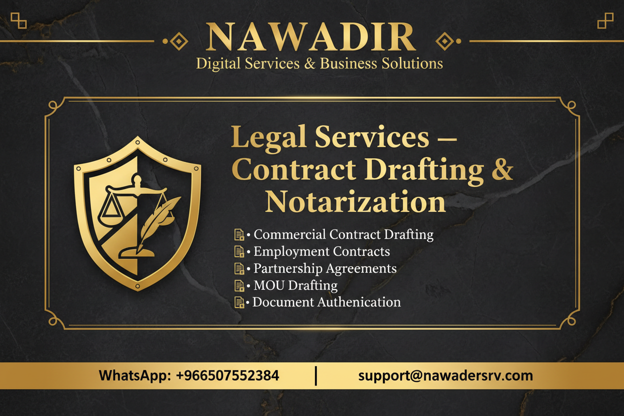 Legal Contract Drafting and Notarization - Nawadir Digital Services