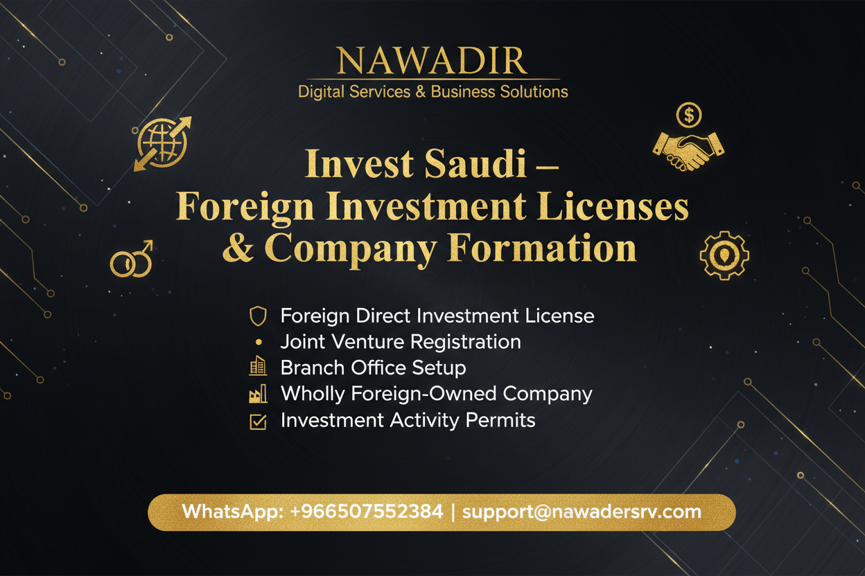 Invest Saudi Foreign Investment Licenses and Company Formation - Nawadir