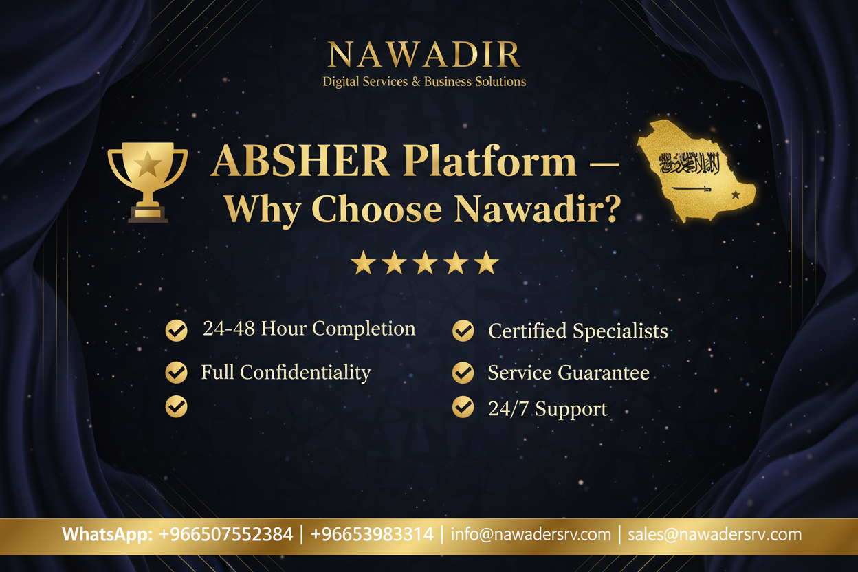 Why Choose Nawadir - ABSHER Platform 24/7 Support - Certified Specialists