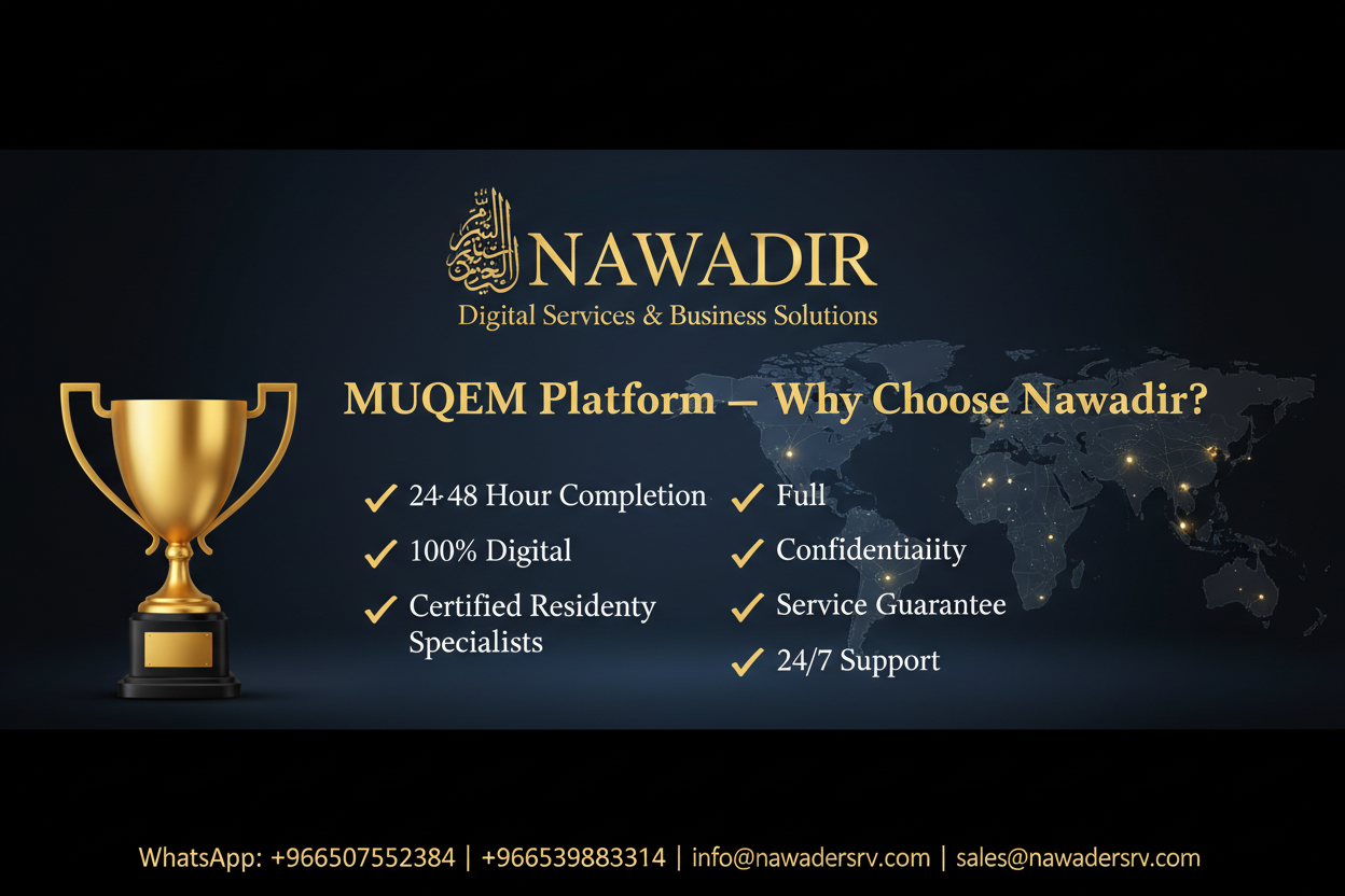 Why Choose Nawadir for MUQEEM Platform - 24/7 Certified Residency Specialists
